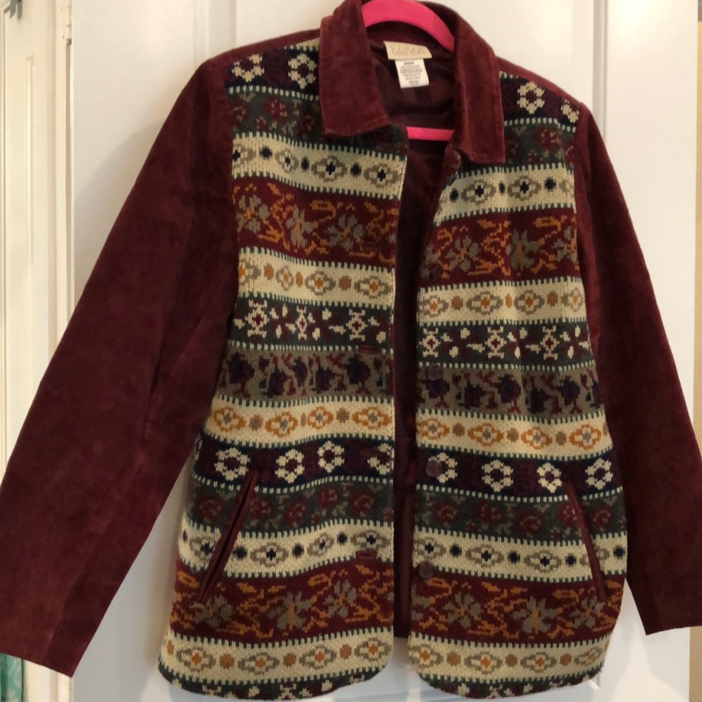 Leather & knit jacket